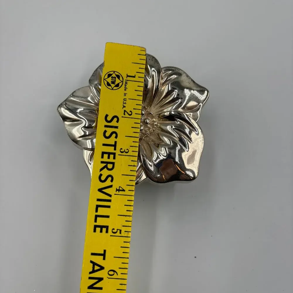 2006 For Your Ease Only Silver Toned Metal Flower Trinket Box